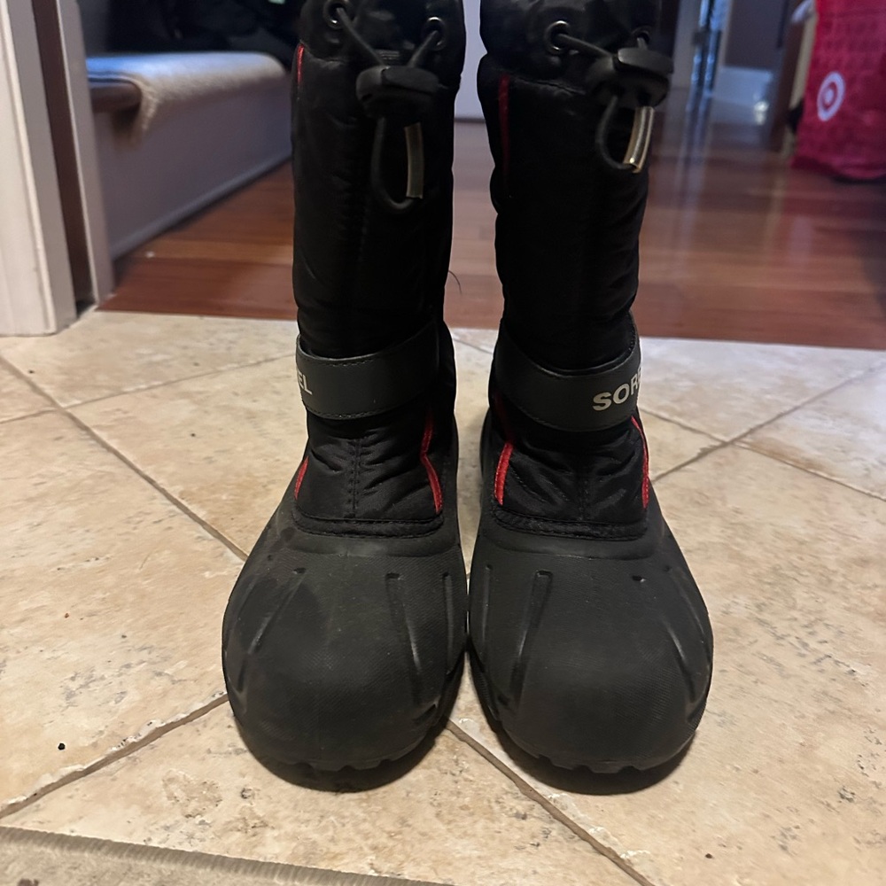 Sorel Black and Red Snow Boots